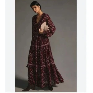 Anthropologie x Temperley London Dress Maxi Tiered in Mixed Print Size 12 - Picture 1 of 8