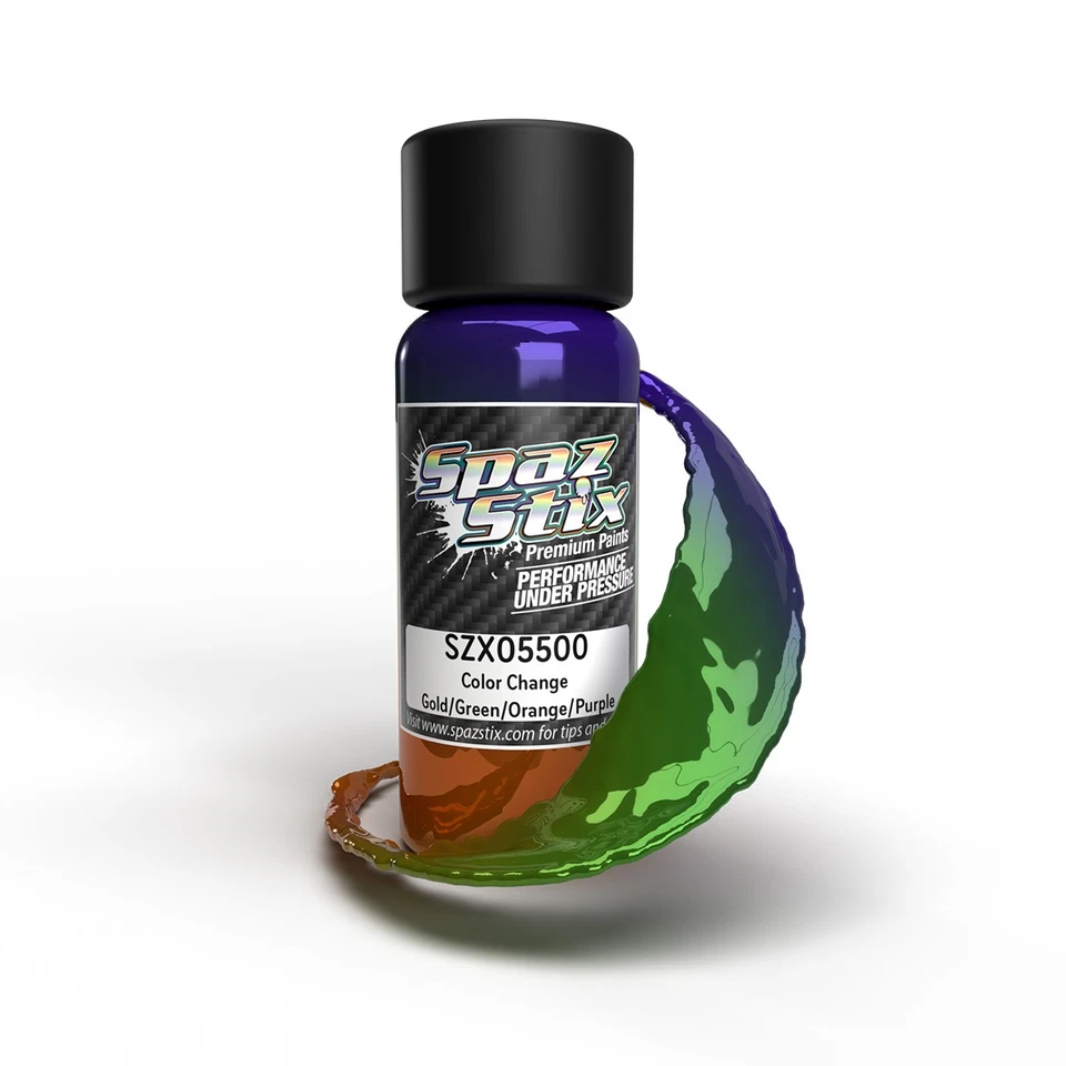 Spaz Stix Gold/Green/Orange/Purple Changing Airbrush Ready Paint SZX05500 05500 - Image 1 of 1