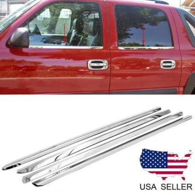 For 1999-2006 Chevy Silverado / GMC Sierra Crew Cab Stainless Window Sill Trims - Image 1 of 3