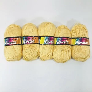 Lote de 5 madejas vintage Neveda Yarn Ambassador 2156 mezcla acrílica enlicatada amarilla - Imagen 1 de 7