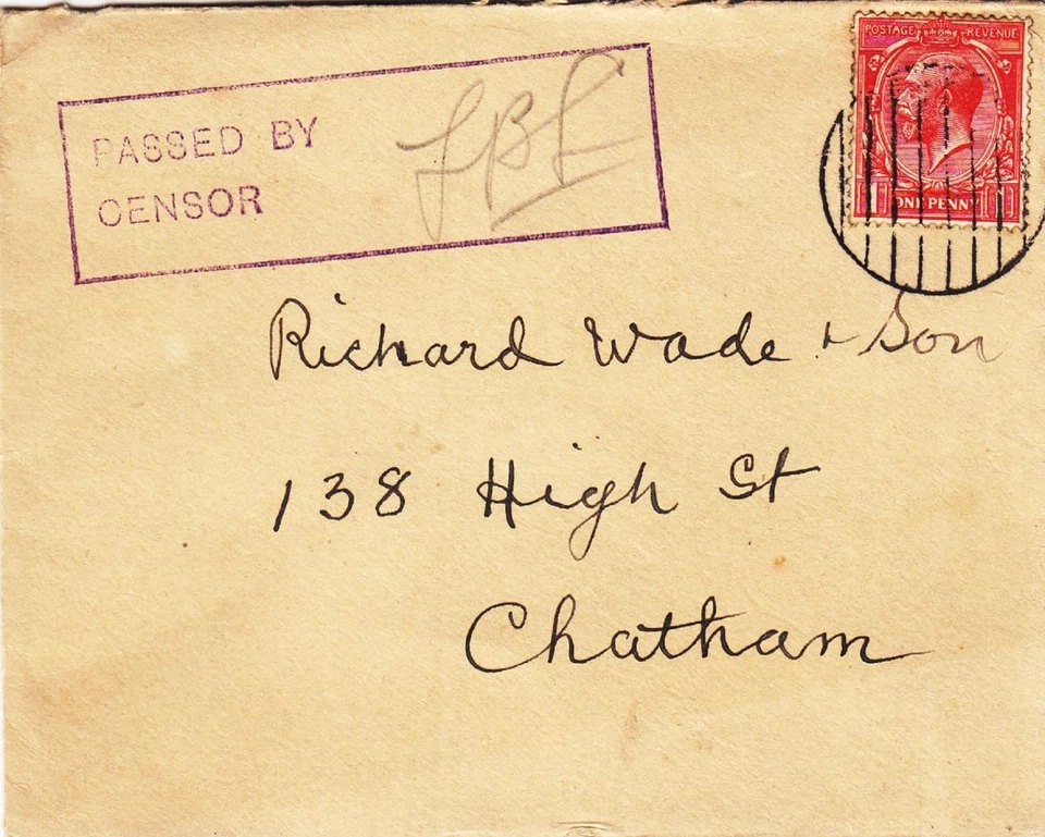 British: Large Purple Boxed "Passed by Censor" Hand Stamp (M1663) - Image 1 of 1