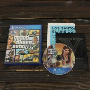 Grand Theft Auto V Five 5 (Sony PlayStation 4 PS4, 2014) Complete with Map - Picture 1 of 7