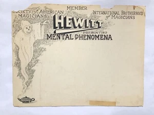 ILLUSTRATED SIGN FOR S.A.M. & I.B.M. HEWITT PERFORMANCE / Vintage Magic Ephemera - Picture 1 of 2