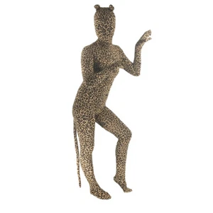 Leopard print Adults Animal Print Skin Gimp Suit Funny Night Fancy Dress Costum - Picture 1 of 14