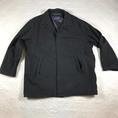 Roundtree & Yorke Mens 70% wool heavy black coat XL - Image 1 of 4