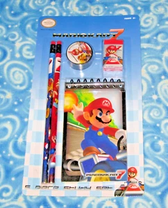 New Nintendo Mario Kart 7 Stationär 5 Stück Study Set 2012 Notizbuch Stifte - Bild 1 von 5