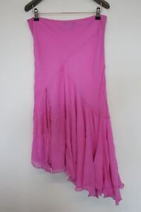 TOPSHOP Ladies Pink Silk Hi-Low Pleated Skirt EU36 UK8