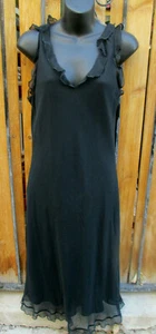 ABS ALLEN SCHWARTZ BLACK RUFFLED CHIFFON Dress SZ 12 NWOT MSRP $200 - Picture 1 of 8