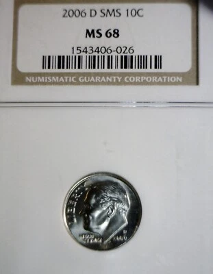 2006d NGC SMS MS68 GEM BU +++  Roosevelt Dime Coin NICE BLAZING LUSTER LOT   NR - Image 1 of 2