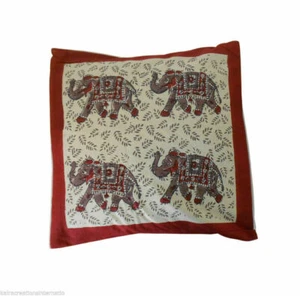 Cushion Cover 5 pcs Handmade Animal Block Print Indian Decor Pillow Case 16" - Picture 1 of 5