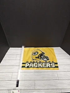 NFL Green Bay Packers Helmet on Yellow Window Car Flag by Rico Industries - Picture 1 of 8