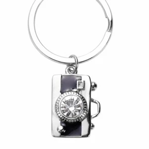 Llavero con dije para cámara blanco austriaco soporte de cristal - Imagen 1 de 4