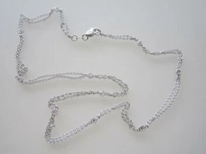 18K. WHITE GOLD DIAMONDS BY THE YARD DOUBLE LINK CHAIN NECKLACE, NEW - Picture 1 of 9