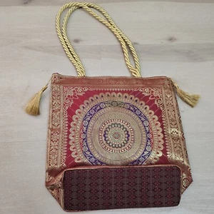 Damen Banarasi Seide Tasche indische Handarbeit Handtasche Mädchen Schulter Hippie Tasche Shagun - Bild 1 von 7
