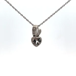 Sterling .75ct Cuore Laboratrio Sintetico Bianco Zaffiro & .03ct Diamante - Foto 1 di 7