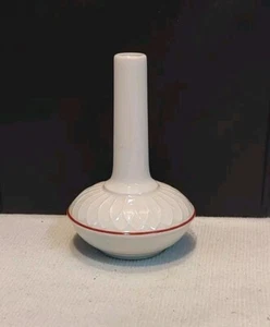 Vintage Homer Laughlin Gothic Bud Vase Cream White w/ Red Stripe Restaurant Ware - Picture 1 of 13