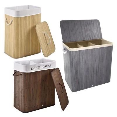 Wäschekorb Wäschesammler Wäschebox Bambus Wäschetonne Wäschesack Korb Juskys® - Bild 1 von 4