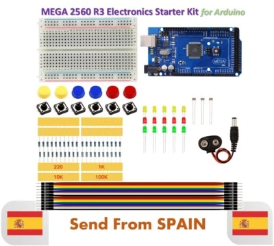 Starter Kit MEGA 2560 R3 MINI Breadboard LED Jumper Wire Button for Arduino - Photo 1/4