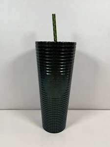Starbucks 2021 Holiday Green Glitter Grid Stud Cold Cup Tumbler 24 Oz Venti NEU - Bild 1 von 8