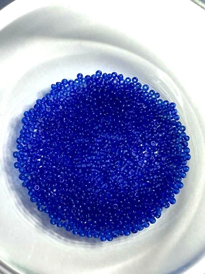 Antique/Vintage Micro Seed Beads- 14/0  Transparent Medium Blue-4g bags - Image 1 of 4