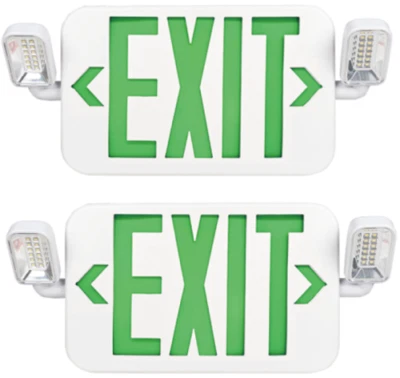 ANTEC LIGHTING 2-Pack Green Emergency LED Exit Sign Two Rotatable Lamp Battery Backup UL Cer