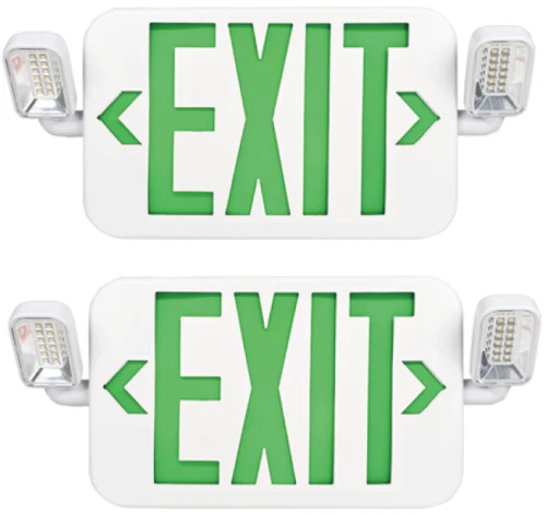 ANTEC LIGHTING 2-Pack Green Emergency LED Exit Sign Two Rotatable Lamp Battery Backup UL Cer