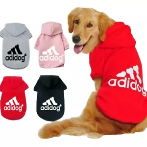 ADIDAS Sports Hoodie Warm Winter Jumper Pet Dog Clothing Small to Huge Dogs - Picture 1 of 13