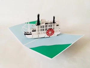 Flußdampfer 2, 3D-Klappkarte, Pop-up Karte, Glückwunschkarte, Grußkarte - Bild 1 von 5