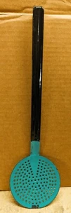 Vintage enamelware skimmer Made In Poland Green / Black - Picture 1 of 4