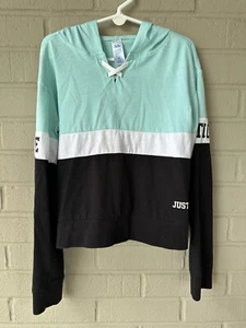 Justice Lightweight Hoodie Pullover Hooded Long sleeve Shirt Logo Girls Size 8 - Picture 1 of 3