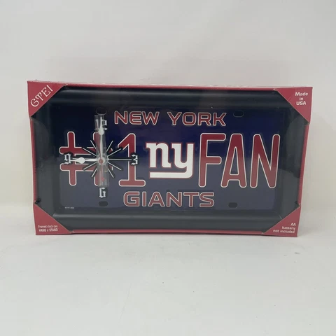 NEW York Giants NFL Team Logo # 1 Fan Licensed Plate Clock Wall Hanging Desk Cover