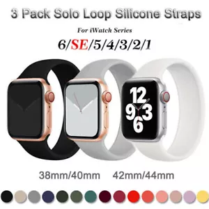 Paquete de 3 correas de silicona de bucle individual para Apple Watch iWatch Series 6 5 4 3 SE - Imagen 1 de 21