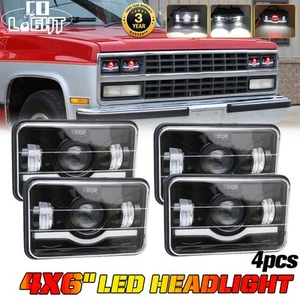 4pc 4x6" LED Headlight Hi/Lo Beam Red DRL For Chevrolet R2500 Suburban 1989-1991 - Picture 1 of 10