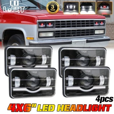 Faro LED 4x6" haz alto/bajo rojo DRL para Chevrolet R2500 Suburban 1989-1991 4 piezas Foto 1 de 4