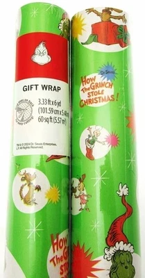 How the Grinch Stole  Christmas ~ Gift Wrapping Paper ~ 3.33ft x 6yd ~ Lot of 2 - Image 1 of 4
