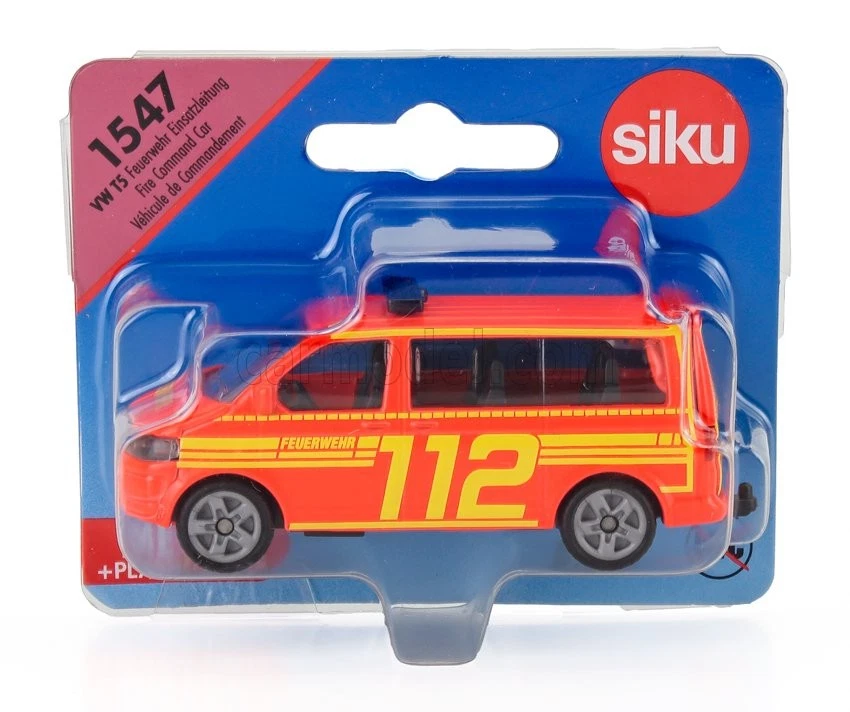 1/87 SIKU - VOLKSWAGEN - T5 MINIBUS FEUERWEHR FIRE ENGINE VIGILI DEL FUOCO 1547 - Immagine 1 di 1