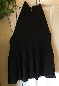 j crew black eyelet dress Size14 Halter Style With Black Cotton Lining - Picture 1 of 6