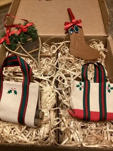 LL Bean Christmas Keepsakes Ornaments Set Snowshoes two L.L. Bean bags Snowshoes - Picture 1 of 3