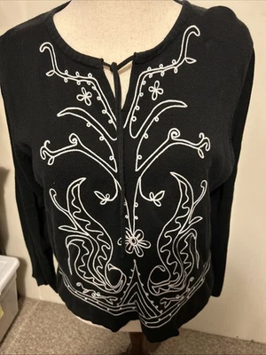 Suéter Crystal-Kobe Bordado Negro Y Marfil XL Foto 1 de 4