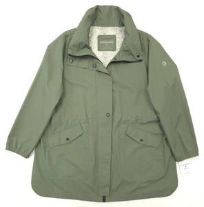 Abrigo de lluvia Bernardo 2XL para mujer capucha escondida cremallera completa chaqueta a presión verde nuevo con etiquetas - Imagen 1 de 16