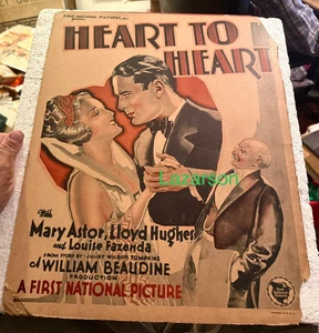 MARY ASTOR SILENT WINDOW CARD HEART TO HEART 1928 LLOYD HUGHES - Picture 1 of 5