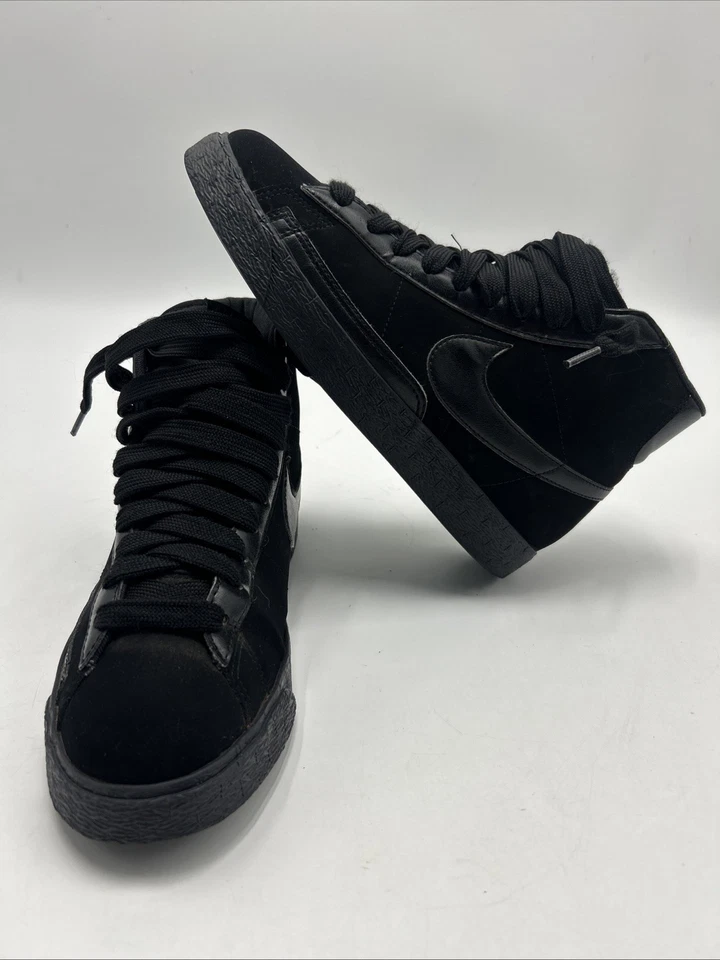 NIKE BLAZER HIGH TRIPLE BLACK WOMENS SIZE 9.5 317808-003 - Image 1 of 4