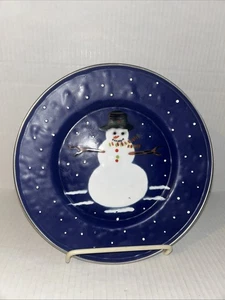 The Golden Rabbit II Snowman 9" Plate Denise S. Harvey Design 1997 Enamelware - Picture 1 of 5