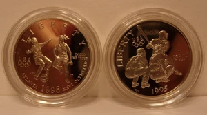 1996 Proof Olympic Soccer & 1995 Baseball Commemorative Half Dollar - Picture 1 of 14