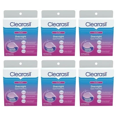 Clearasil Stubborn Acne Overnight Spot Pimple Patches, 18 Count (Pack of 6) - Image 1 of 4