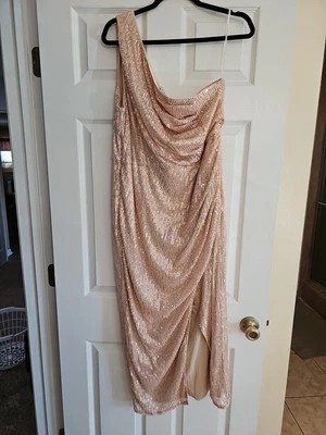 Vestido Grace Karin Oro Rosa Lentejuelas Un Hombro abertura 2XL - ¡Glamuroso e Impresionante! Foto 1 de 4