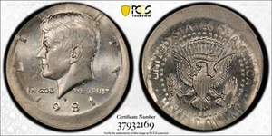 1981 50c LARGE Broadstruck off Center Kennedy Half Dollar Mint Error PCGS MS62 - Picture 1 of 4