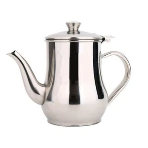 Stainless Steel Metal Teapot Cafe Tea Coffee Drink Kitchen Restaurant Flip Lid - Picture 1 of 18