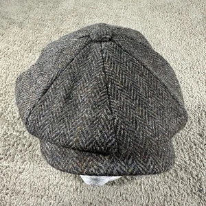 Jaxon & James Hat Cap Fitted Mens Large Brown Harris Tweed Herringbone Newsboy - Picture 1 of 11