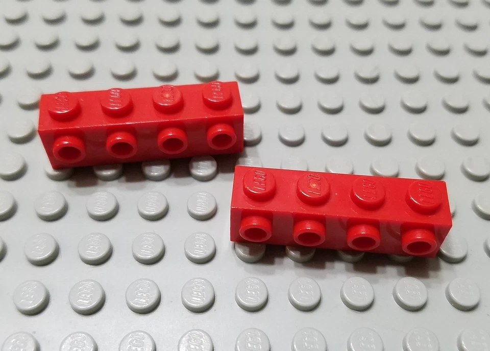 LEGO Lot of 2 Red 1x4 Side Stud Brick Pieces - Image 1 of 1